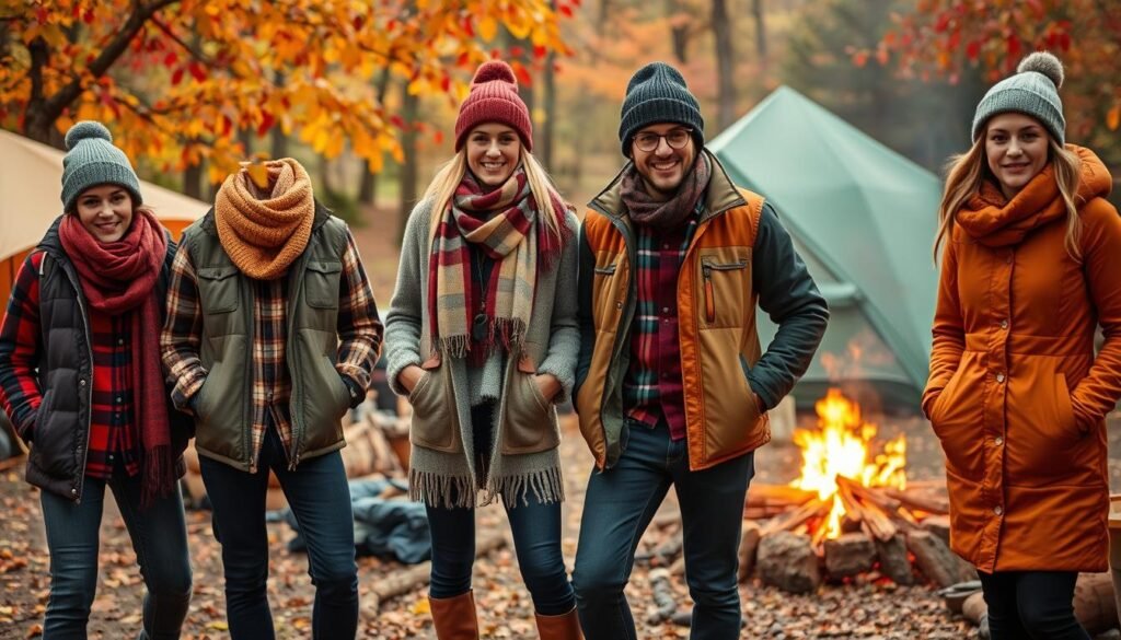 layered fall camping attire