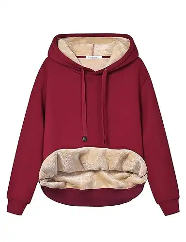 Womens Winter Hoodies Warm Fleece Sherpa Lined Pullover Hooded Sweatshirt