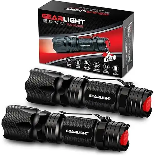 GearLight M3 Mini LED Flashlight - 2 Bright, Small Tactical Flashlights with High Lumens and Pocket Clip for Camping, Outdoor & Emergency Use