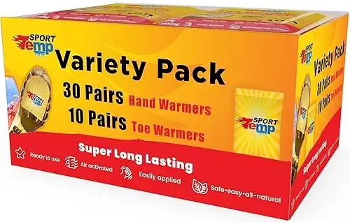 Hand & Toe Warmers - Variety Pack, 30 Pairs Hand Warmers, 10 Pairs Toe Warmers with Adhesive - Safe, Easy, All Natural - Air Activated, Body, Hands & Toes -Odorless Hot Hand & Toe Warmer -...