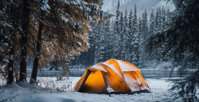 winter tent camping